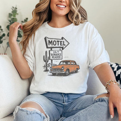 24/7 Romance Reader Motel PNG, Retro Car Art Digital Download - 300 DPI