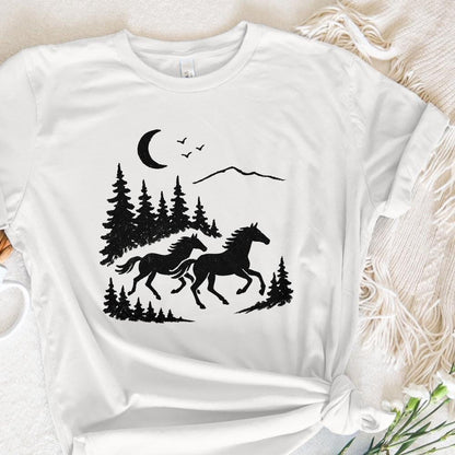 Wild Horses PNG, Forest Landscape Digital Download - 300 DPI Design for