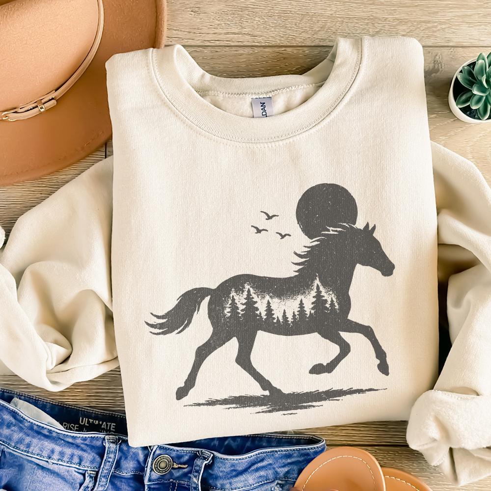 Wild Forest Horse PNG, Digital Download - 300 DPI Design for T-Shirt