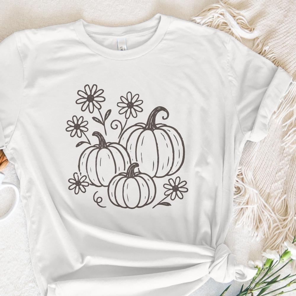 Pumpkin And Daisy PNG, Fall Flowers Digital Download - 300 DPI Design for