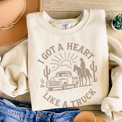 I Got a Heart Like a Truck PNG, Western Vintage Digital Download - 300