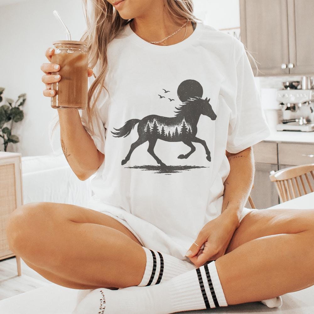 Wild Forest Horse PNG, Digital Download - 300 DPI Design for T-Shirt