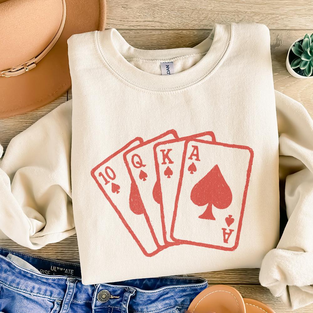 Royal Flush Poker PNG, Ace King Queen Ten Spades Digital Download - 300