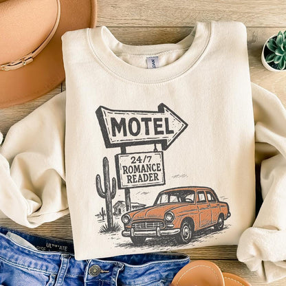 24/7 Romance Reader Motel PNG, Retro Car Art Digital Download - 300 DPI