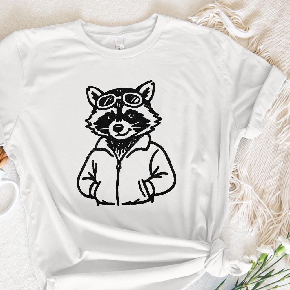 Cool Raccoon with Goggles PNG, Digital Download Animal Art - 300 DPI