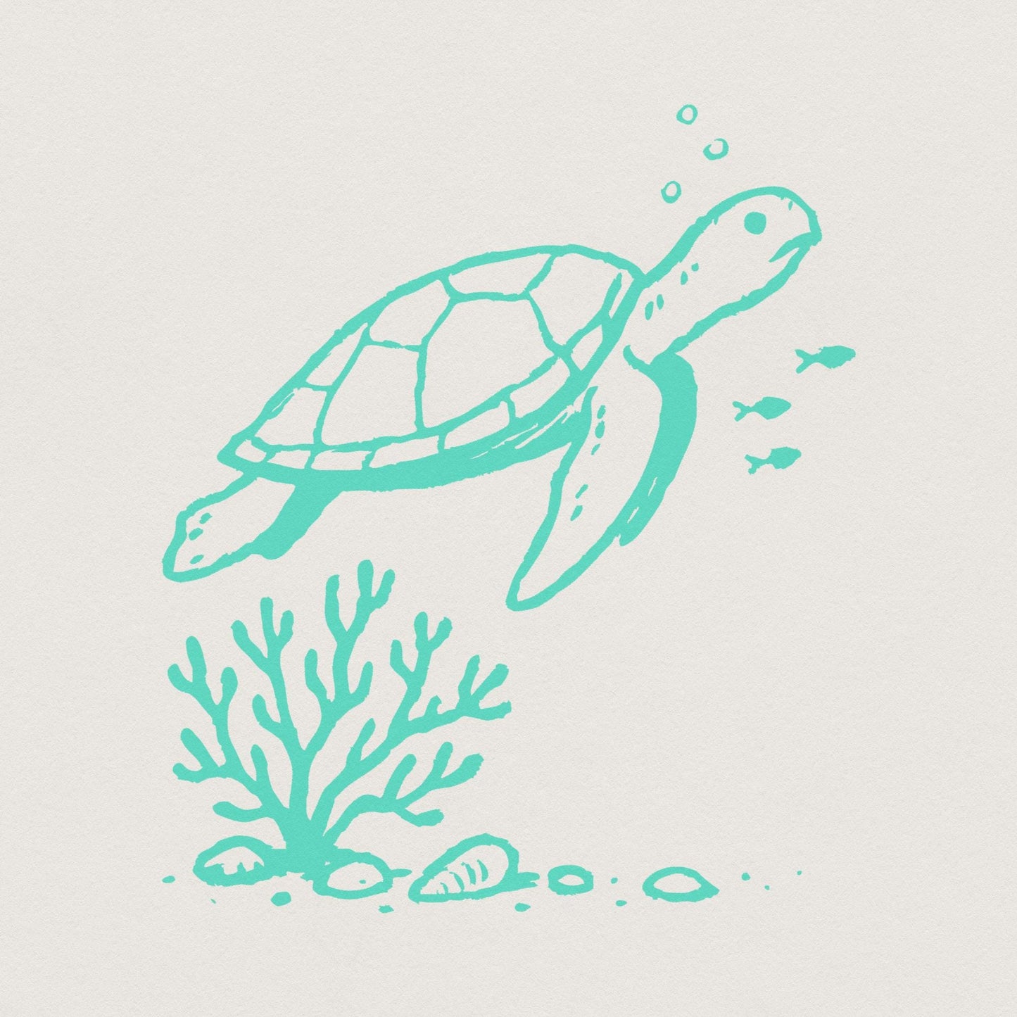 Sea Turtle PNG, Underwater Coral Illustration - 300 DPI Design for T-Shirt