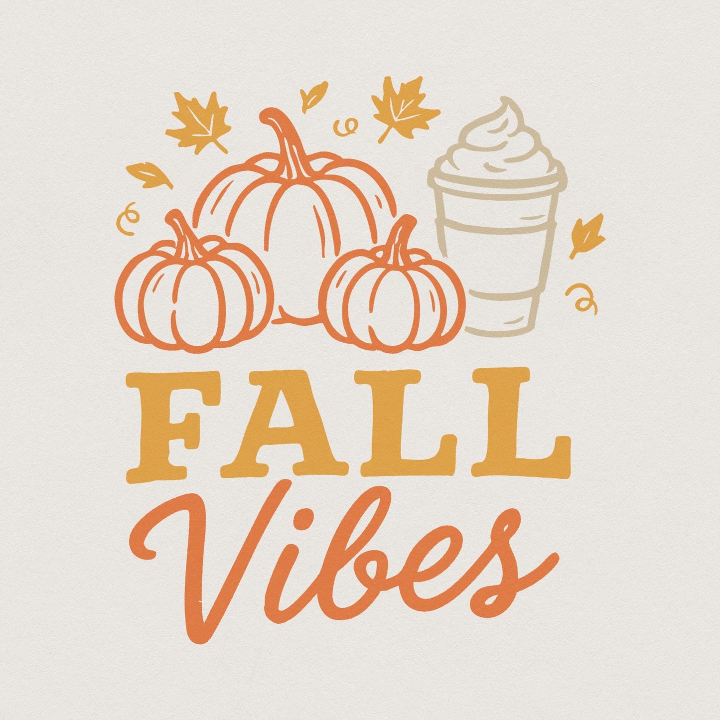 Fall Vibes PNG, Autumn Pumpkin Latte Art - 300 DPI Design for T-Shirt