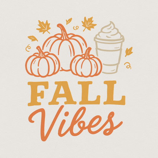 Fall Vibes PNG, Autumn Pumpkin Latte Art - 300 DPI Design for T-Shirt