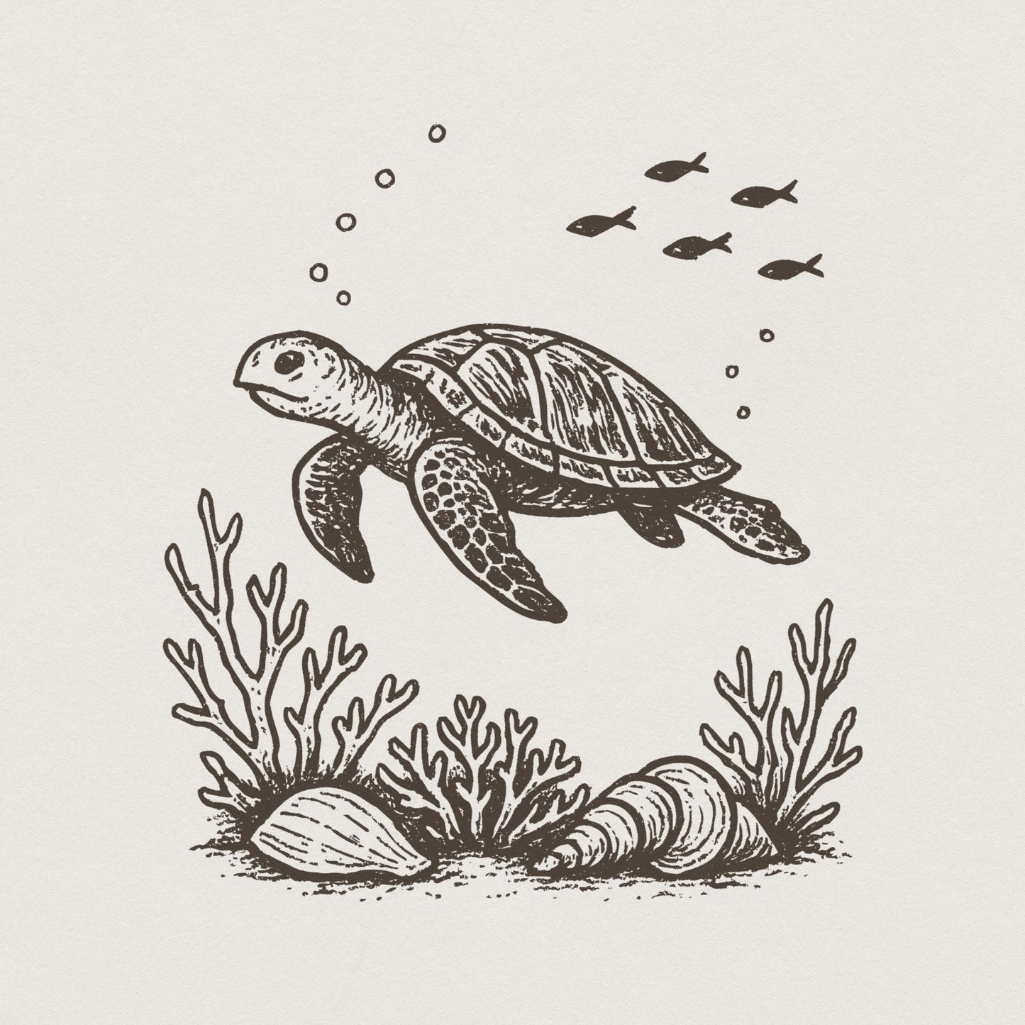 Sea Turtle PNG, Ocean Animal Clipart - 300 DPI Design for T-Shirt