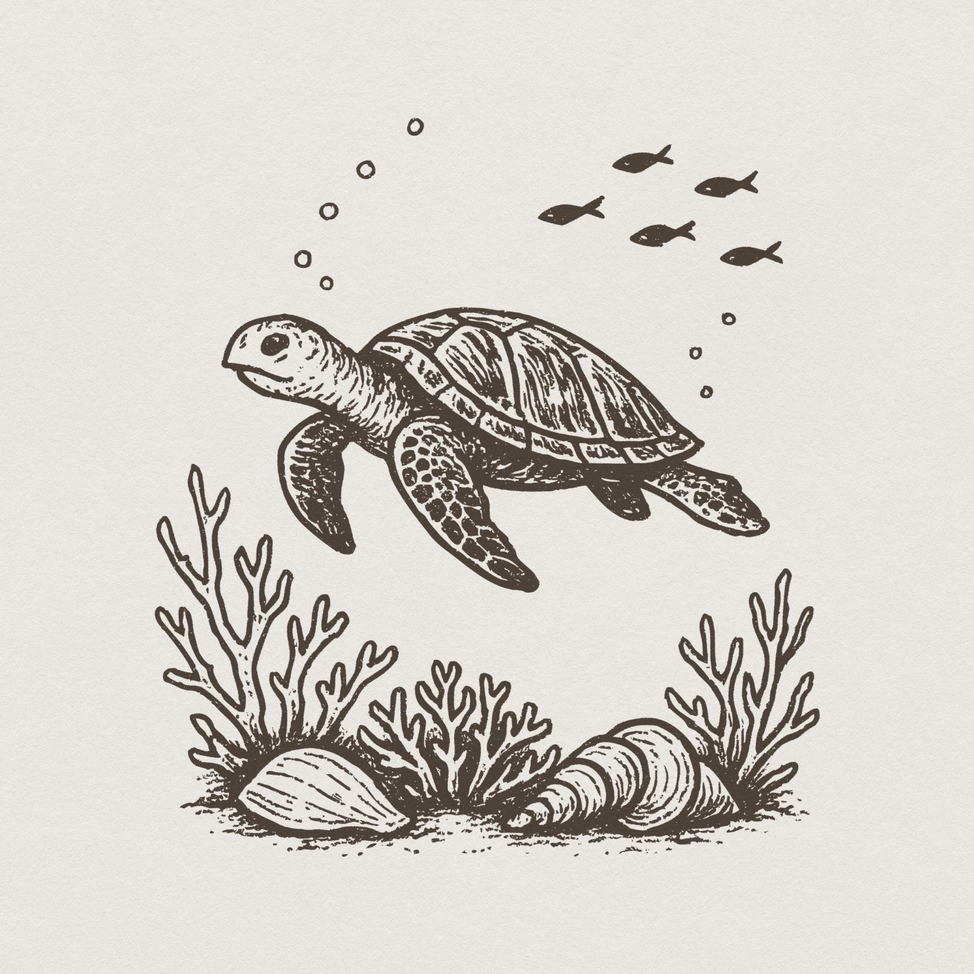 Sea Turtle PNG, Ocean Animal Clipart - 300 DPI Design for T-Shirt