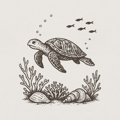Sea Turtle PNG, Ocean Animal Clipart - 300 DPI Design for T-Shirt