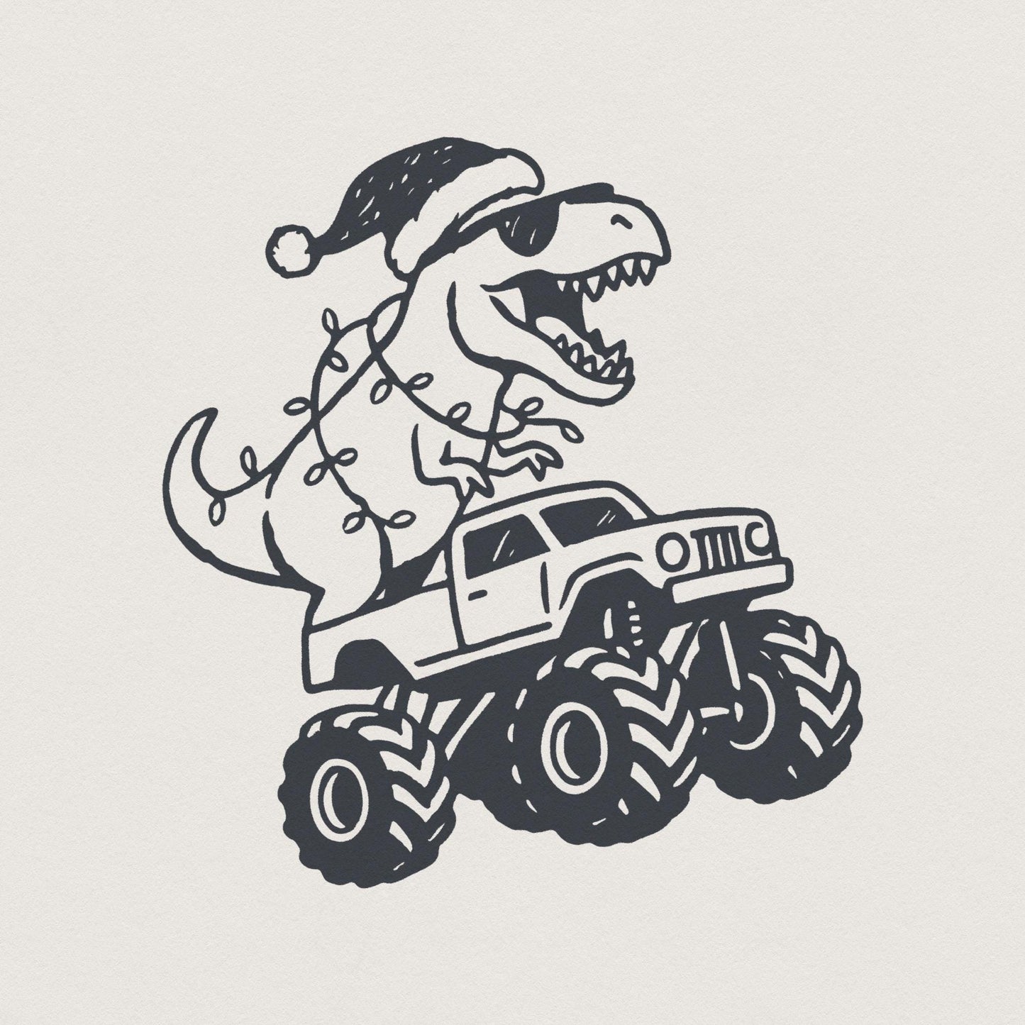 T-Rex Merry Christmas PNG, Dinosaur Monster Truck PNG - 300 DPI Design
