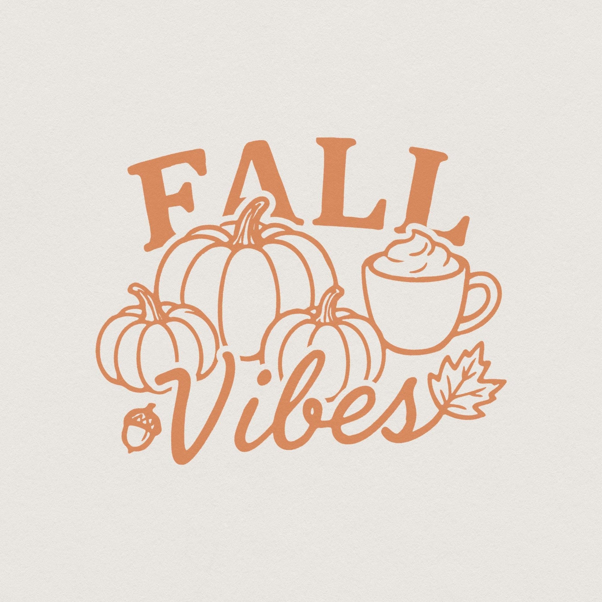 Fall Vibes PNG, Autumn Pumpkins and Coffee PNG - 300 DPI Design for T-Shirt