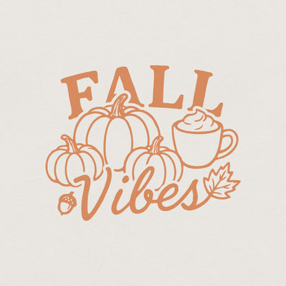 Fall Vibes PNG, Autumn Pumpkins and Coffee PNG - 300 DPI Design for T-Shirt