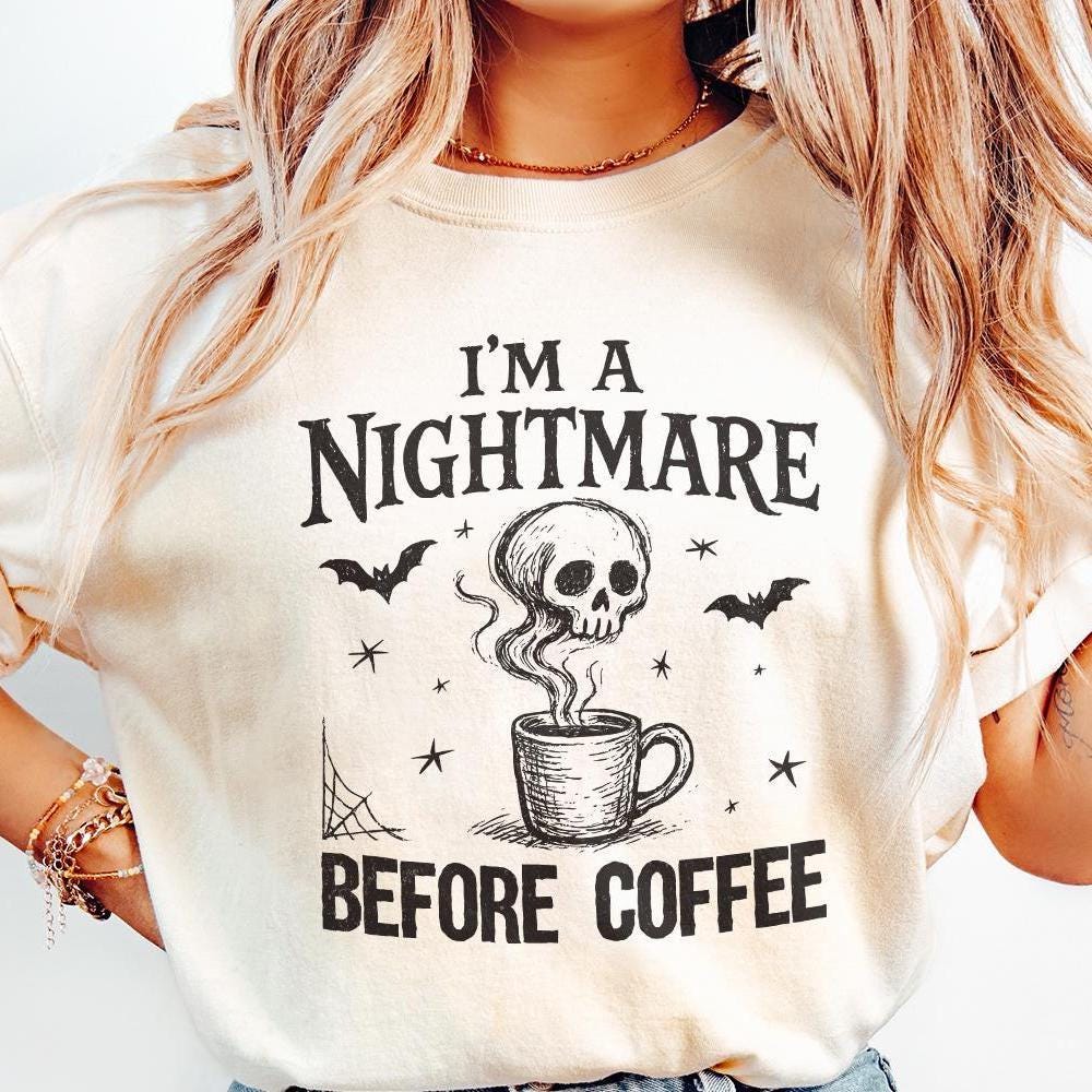 I'm a Nightmare Before Coffee PNG, Halloween Skull Coffee Digital Art -