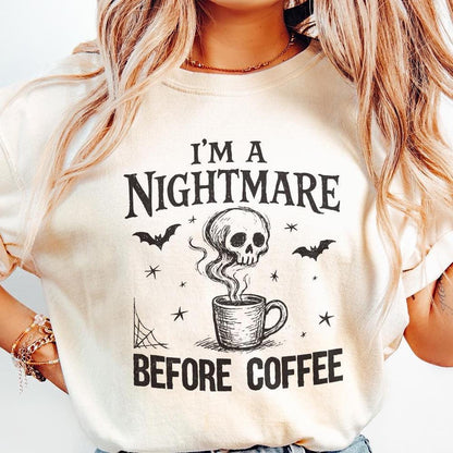 I'm a Nightmare Before Coffee PNG, Halloween Skull Coffee Digital Art -