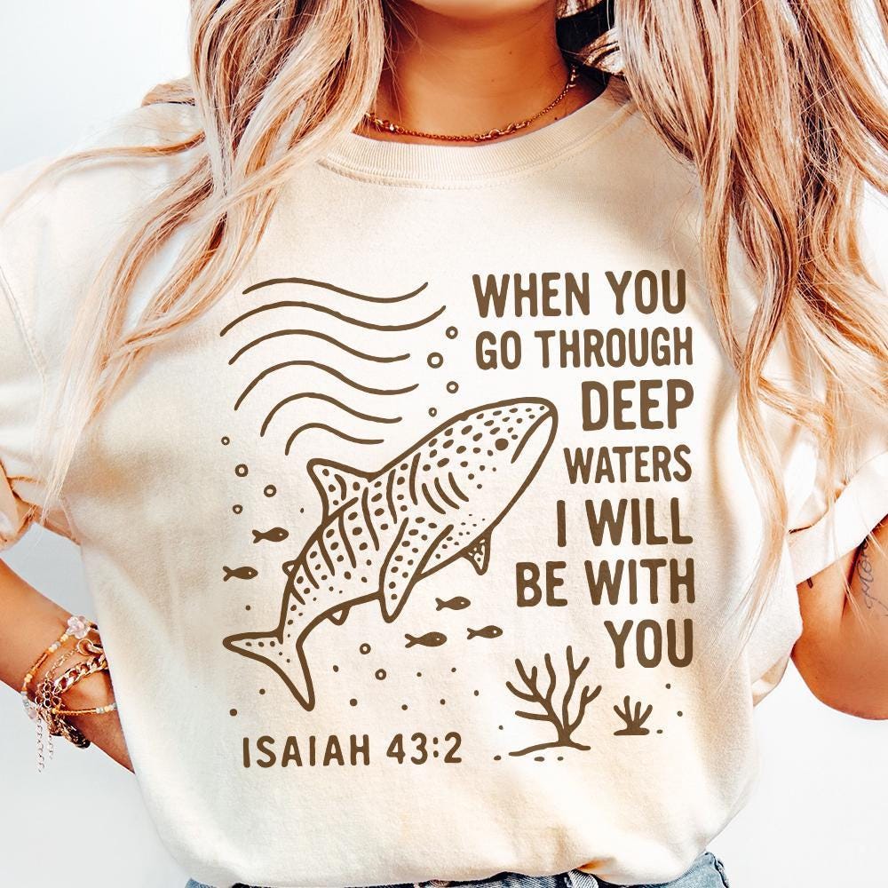 When You Go Through Deep Waters PNG, Isaiah 43:2 Bible Verse PNG - 300