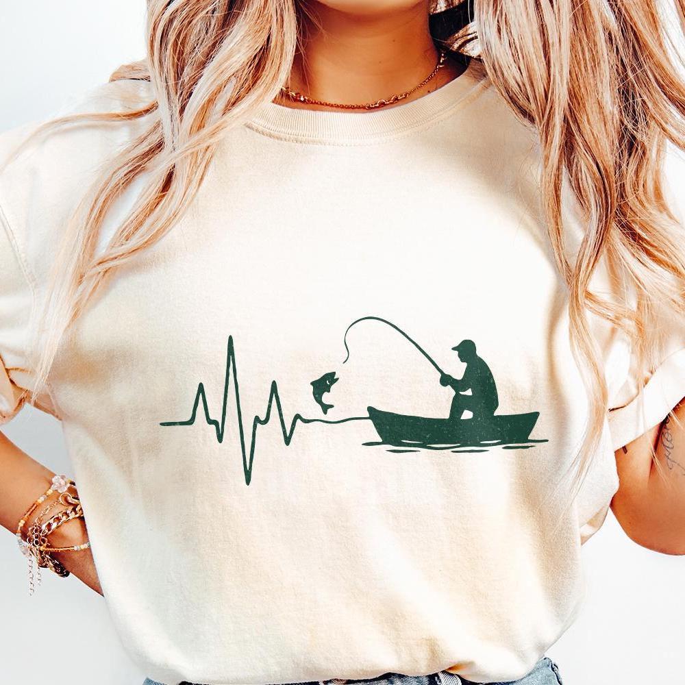 Fishing Heartbeat PNG, Digital Download - 300 DPI Design for T-Shirt