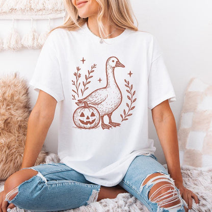 Goose And Pumpkin PNG, Halloween Digital Download - 300 DPI Design for