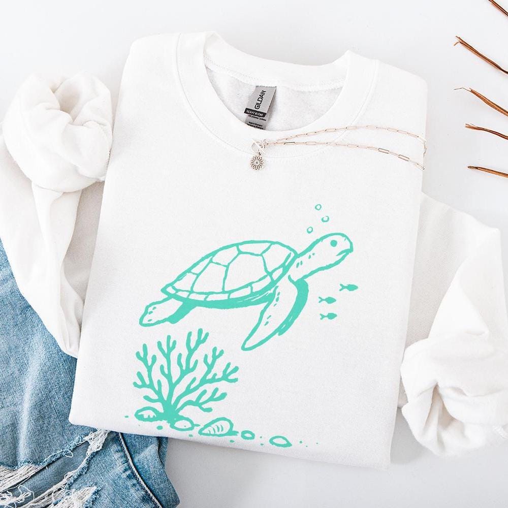 Sea Turtle PNG, Underwater Coral Illustration - 300 DPI Design for T-Shirt