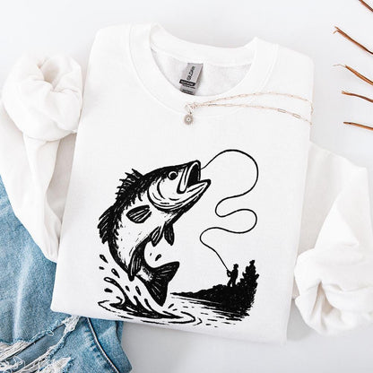 Large Mouth Bass PNG, Fishing Clipart - 300 DPI Design for T-Shirt