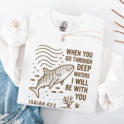 When You Go Through Deep Waters PNG, Isaiah 43:2 Bible Verse PNG - 300