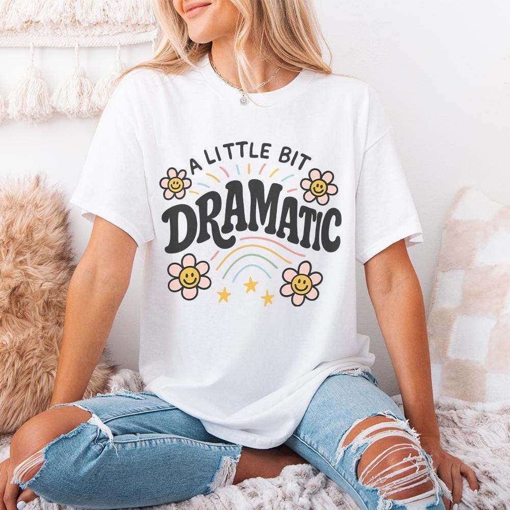 A Little Bit Dramatic PNG, Cute Retro Flowers and Rainbow Digital Art -