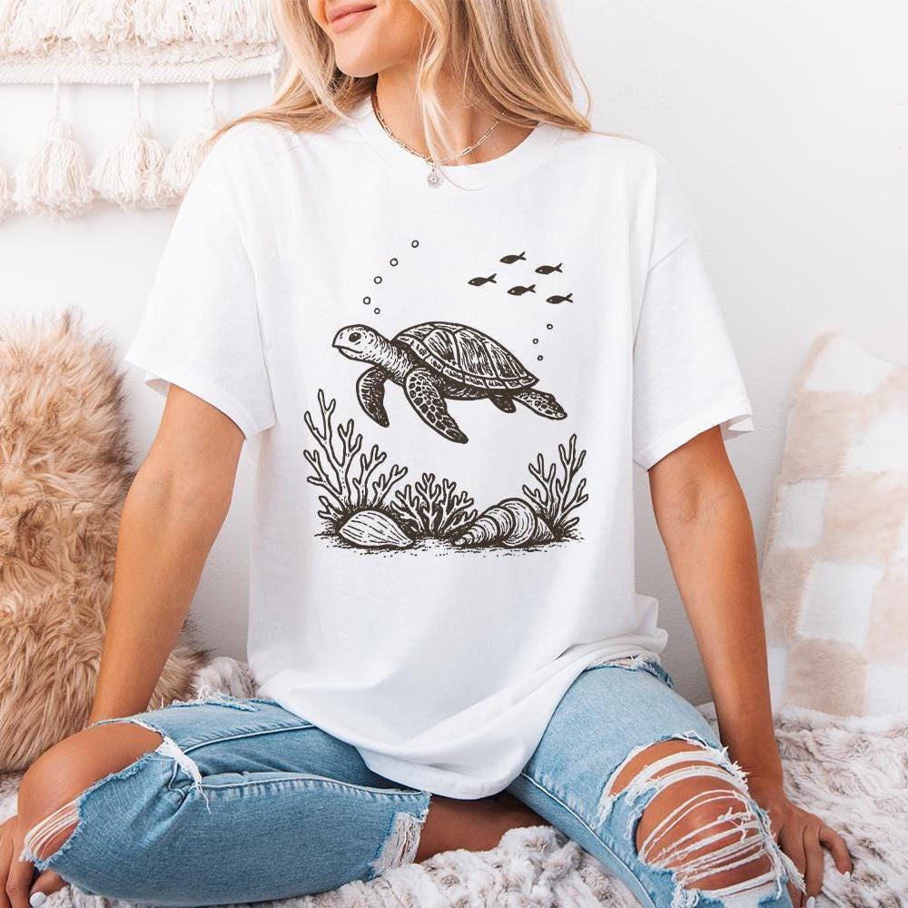 Sea Turtle PNG, Ocean Animal Clipart - 300 DPI Design for T-Shirt