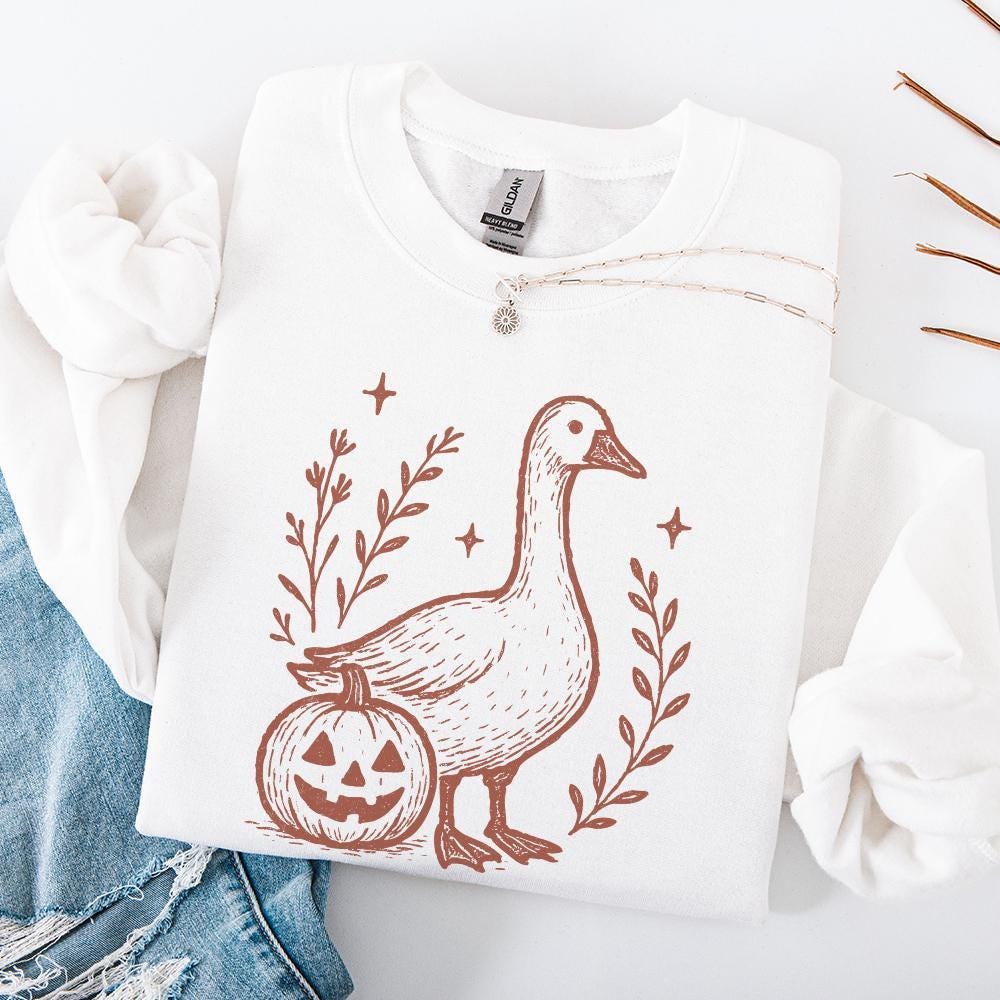 Goose And Pumpkin PNG, Halloween Digital Download - 300 DPI Design for