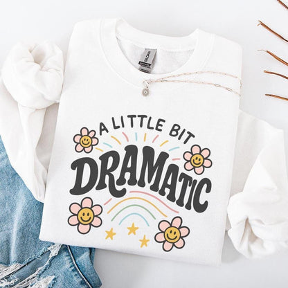 A Little Bit Dramatic PNG, Cute Retro Flowers and Rainbow Digital Art -