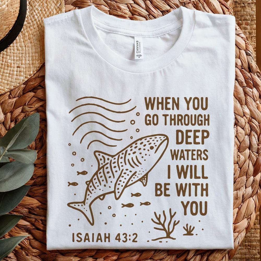When You Go Through Deep Waters PNG, Isaiah 43:2 Bible Verse PNG - 300