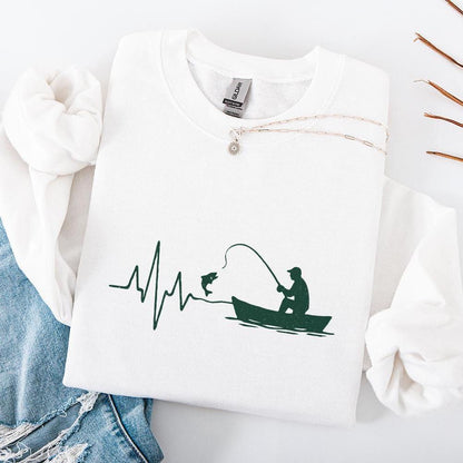 Fishing Heartbeat PNG, Digital Download - 300 DPI Design for T-Shirt