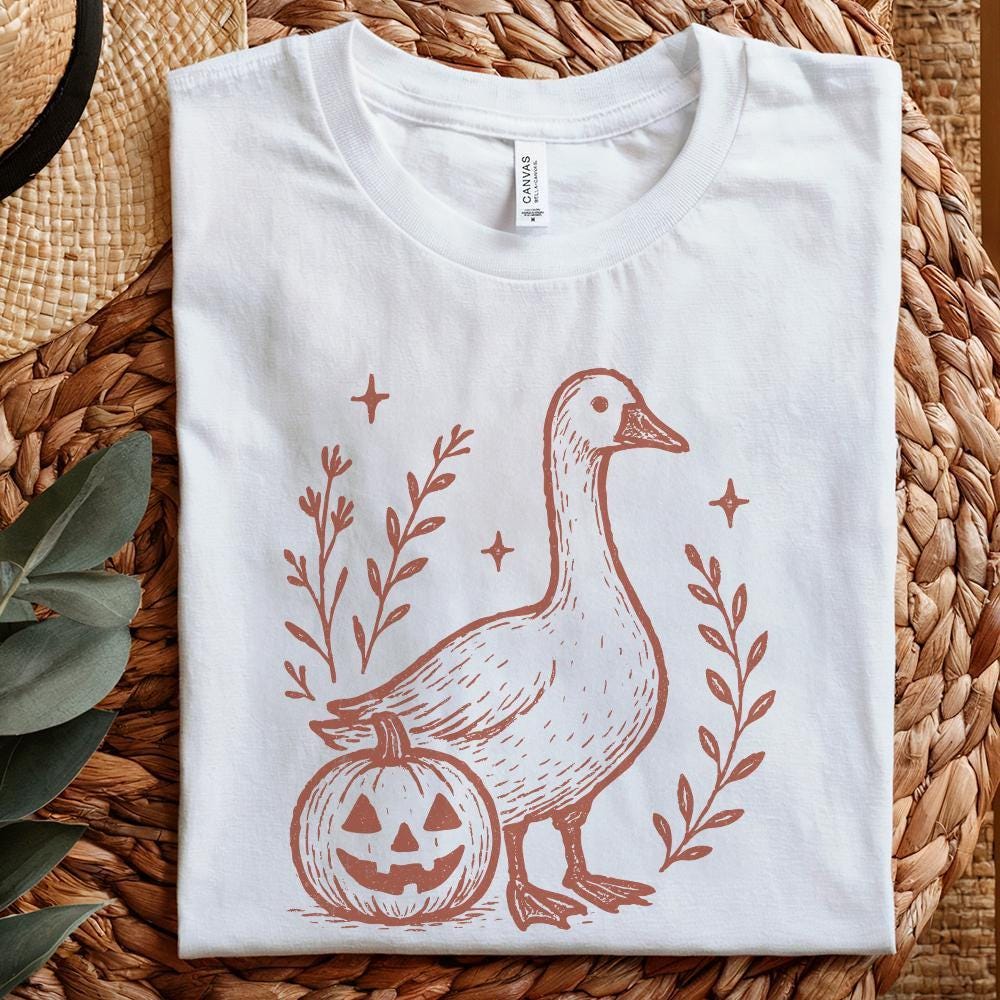 Goose And Pumpkin PNG, Halloween Digital Download - 300 DPI Design for
