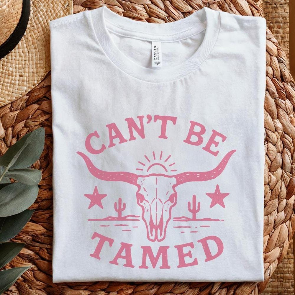 Can't Be Tamed PNG, Western Skull Digital Download - 300 DPI Design for