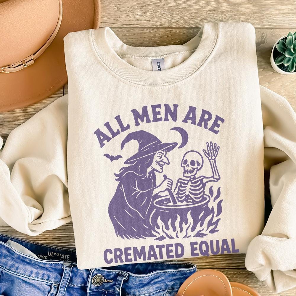 All Men Are Cremated Equal PNG, Witch Cauldron Skeleton - 300 DPI Design