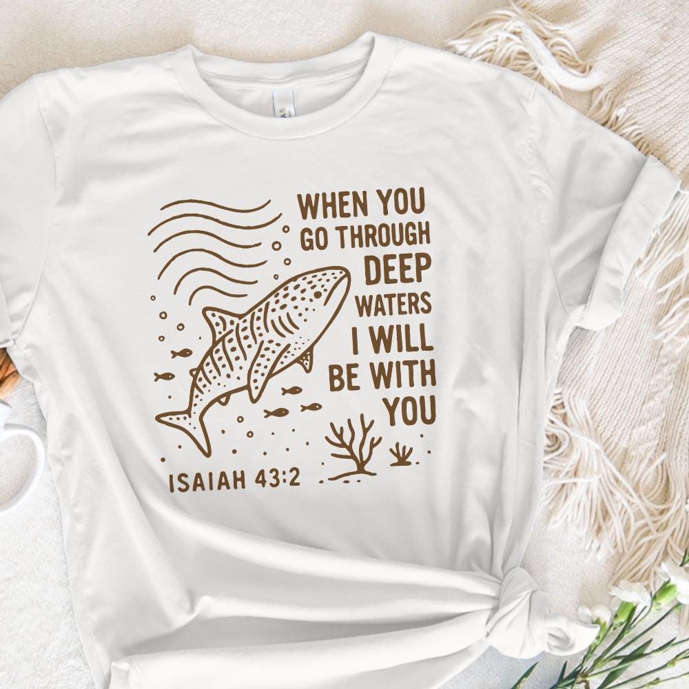 When You Go Through Deep Waters PNG, Isaiah 43:2 Bible Verse PNG - 300