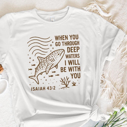 When You Go Through Deep Waters PNG, Isaiah 43:2 Bible Verse PNG - 300