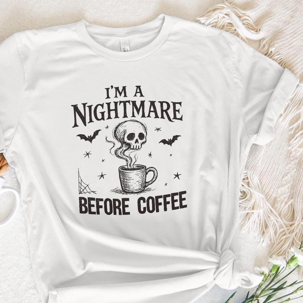 I'm a Nightmare Before Coffee PNG, Halloween Skull Coffee Digital Art -