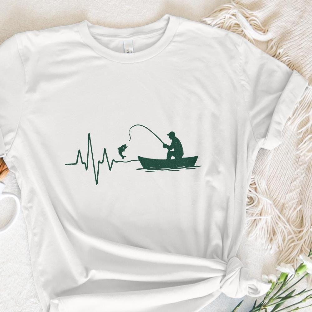 Fishing Heartbeat PNG, Digital Download - 300 DPI Design for T-Shirt