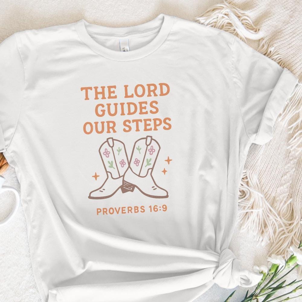 The Lord Guides Our Steps PNG, Proverbs 16:9 Western Boots Art - 300 DPI