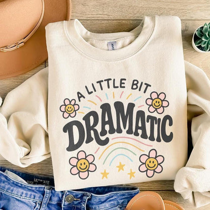 A Little Bit Dramatic PNG, Cute Retro Flowers and Rainbow Digital Art -