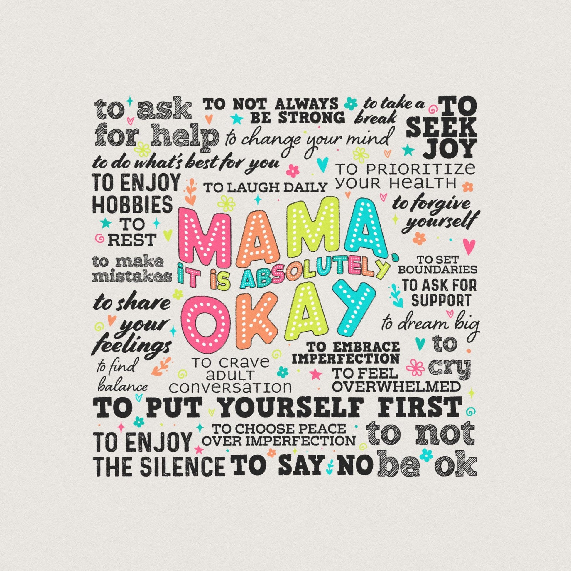 Mama It's Okay PNG Inspirational Mother's Day Quote, Mental Health