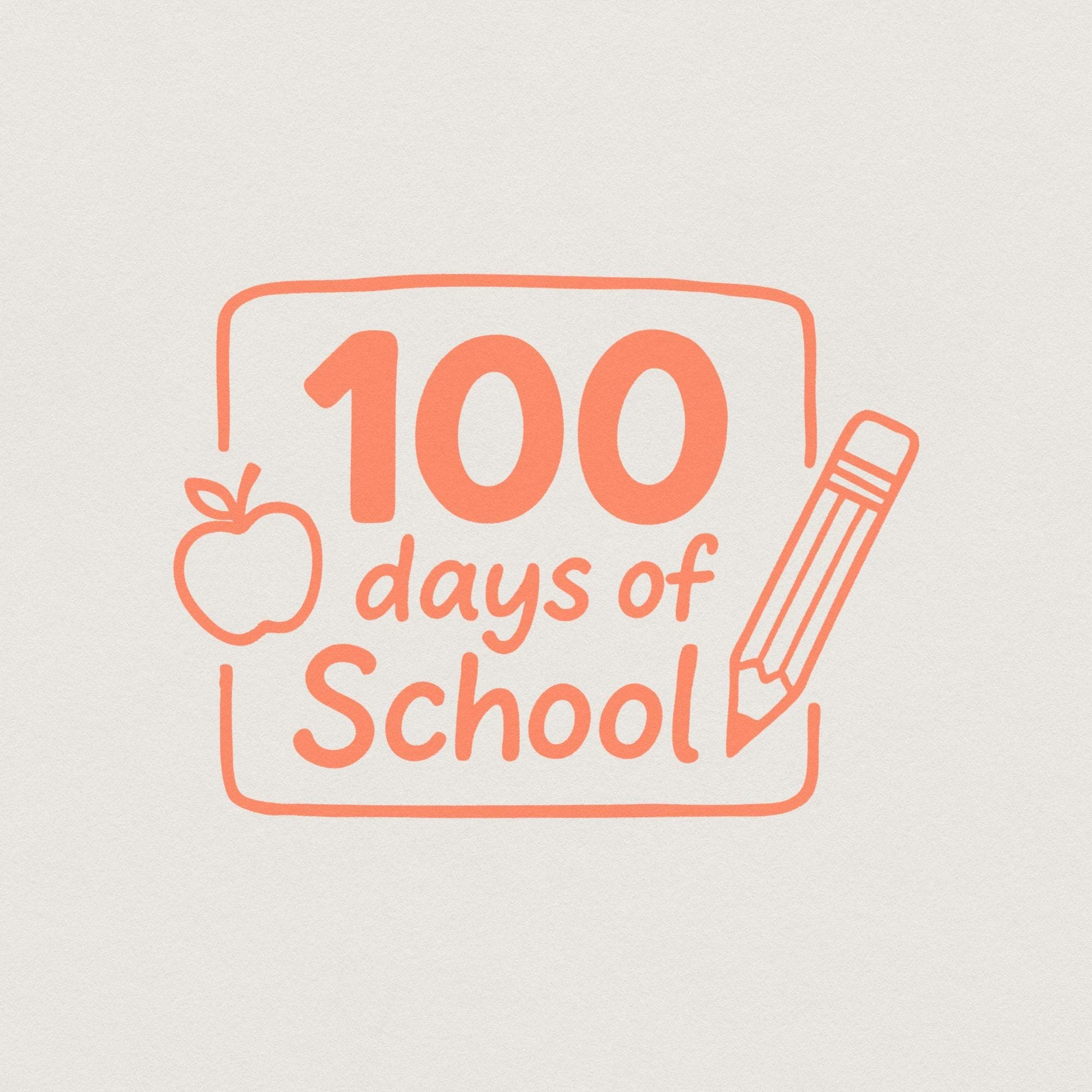 100 Days Of School PNG, Cute Apple And Pencil Digital Download - 300 DPI