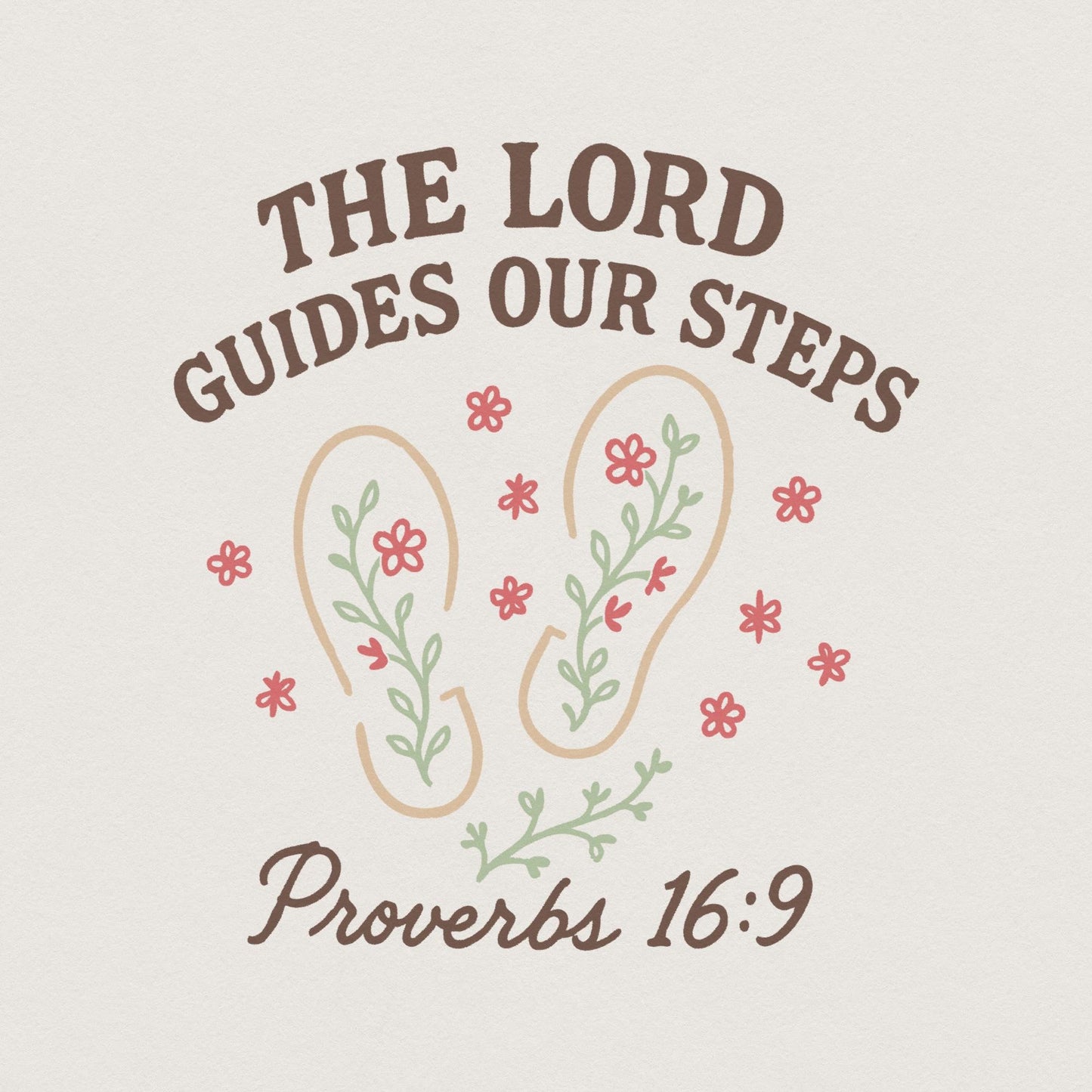 The Lord Guides Our Steps PNG, Proverbs 16:9 Scripture Art - 300 DPI