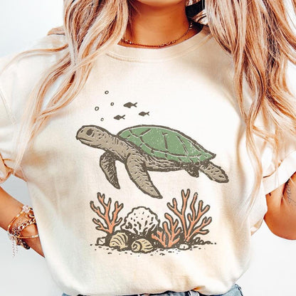 Sea Turtle PNG, Ocean Life Digital Download - 300 DPI Design for T-Shirt