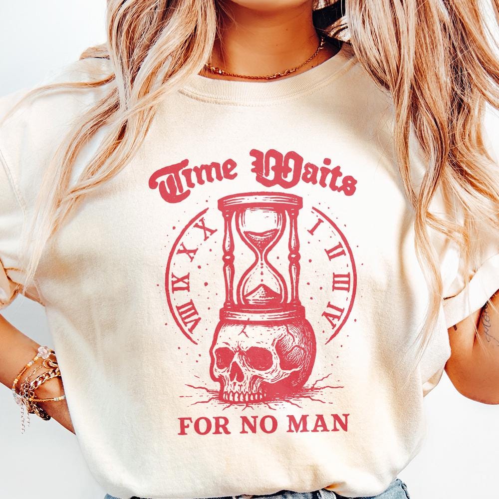 Time Waits For No Man PNG, Gothic Skull Art - 300 DPI Design for T-Shirt