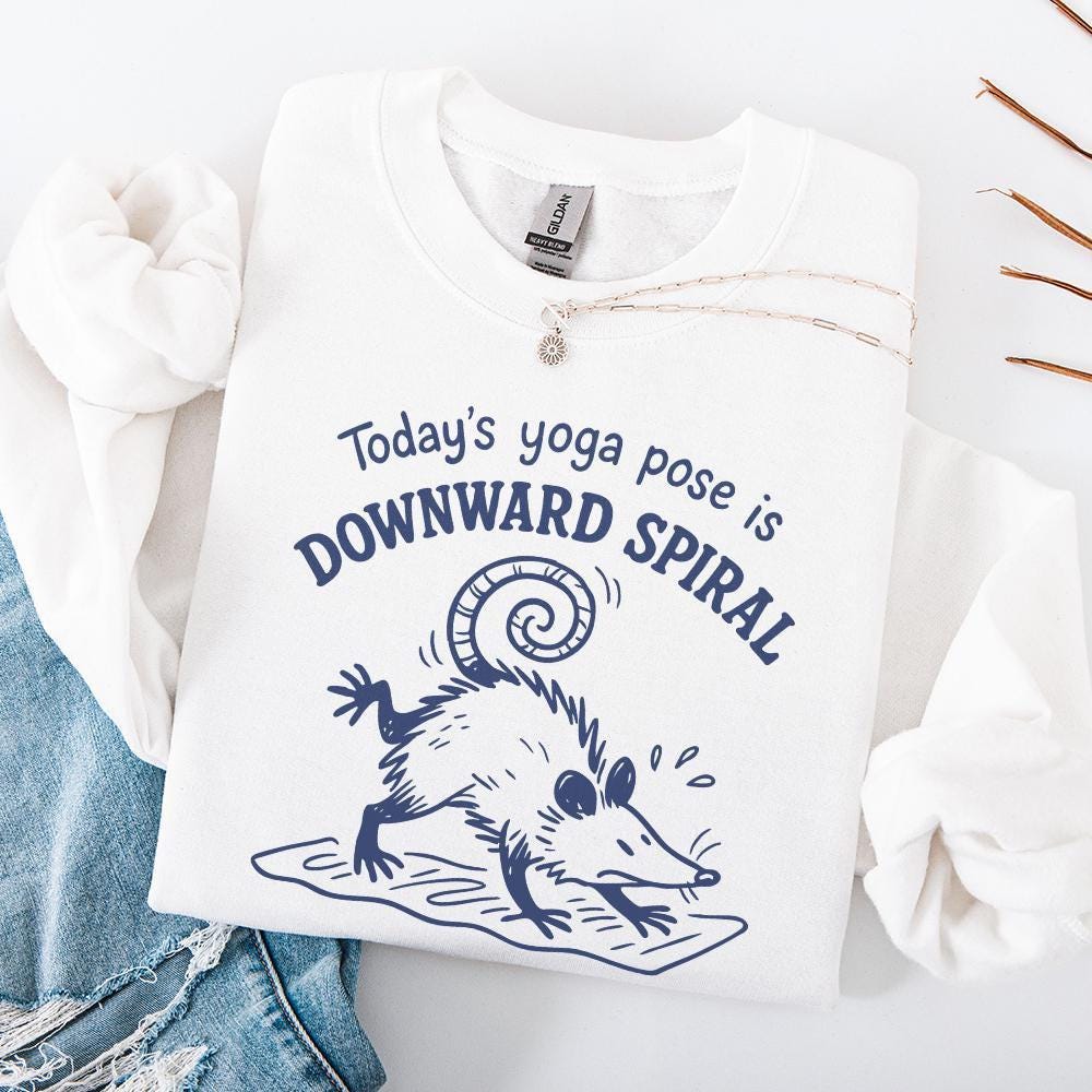 Today's Yoga Pose Is Downward Spiral PNG, Funny Opossum Yoga Design - 300