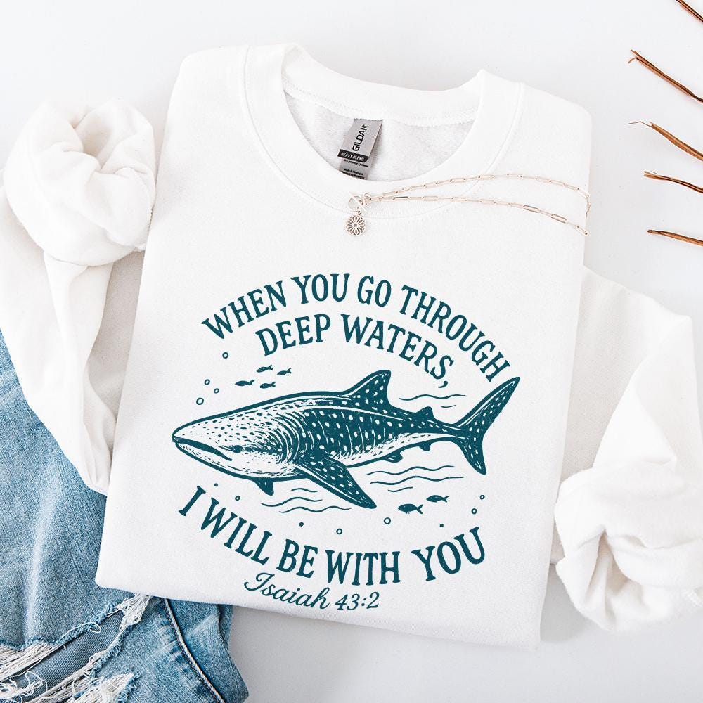 When You Go Through Deep Waters PNG, Whale Shark Digital Print - 300 DPI