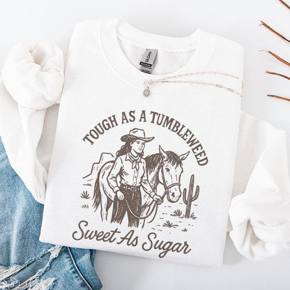 Tough As A Tumbleweed Sweet As Sugar Western PNG, Cowgirl With Horse -