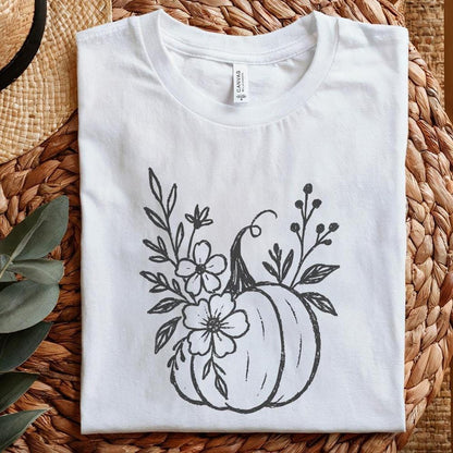 Pumpkin Floral PNG, Digital Download - 300 DPI Design for T-Shirt